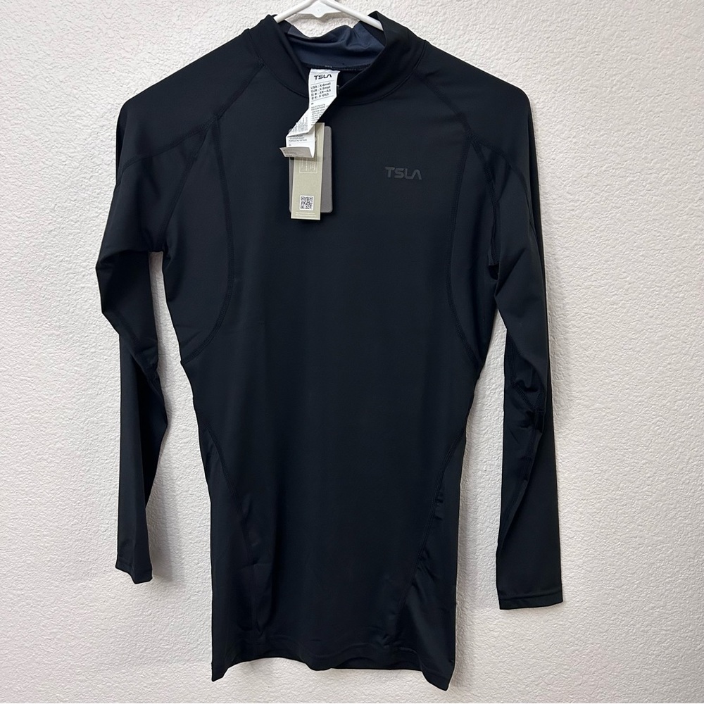 NWT Tesla Long Sleeve Athletic Tight Black Shirt Size XS